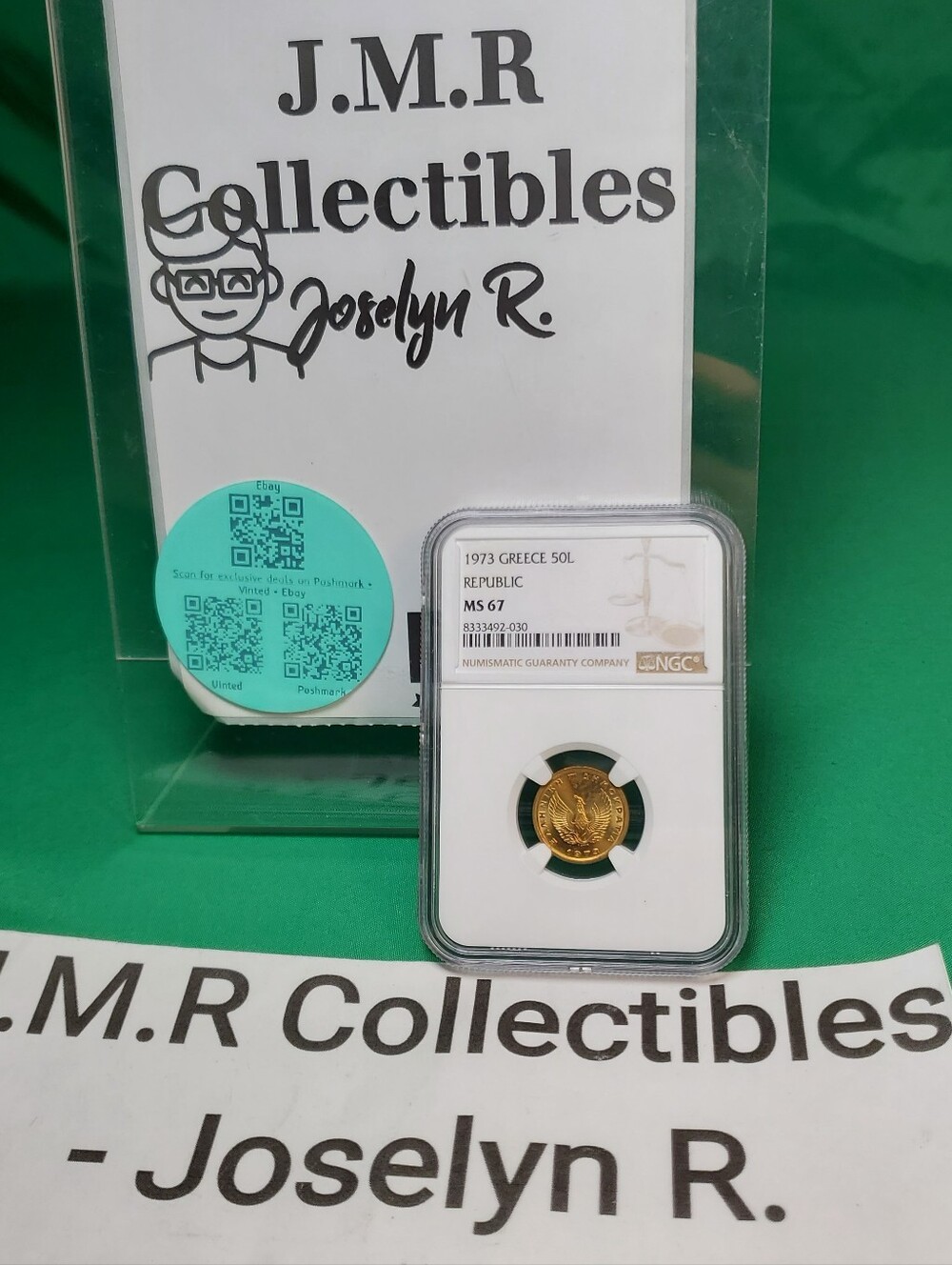 1972 Greece 50L Republic ms67 NGC